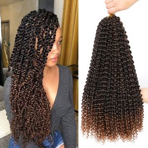 18 pouces Passion Twist Cheveux Vague D'eau Crochet Pour Les Femmes Noires Twists Tressage Long Bohème Printemps Tresses Synthétique Extension De Cheveux LS06