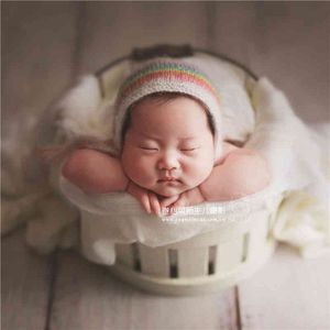Pastel mignon fille Bonnet né tricot chapeau Mohair infantile casquette bébé arc-en-ciel bonnet photographie accessoires