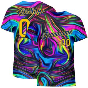 T-shirt de performance d'art fluide psychédélique coloré abstrait de conception de motif 3D personnalisé