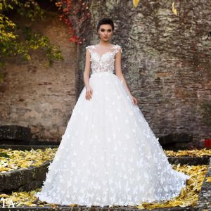 Patrón Vestidos De Novia Joya Cuello Apliques De Encaje Corpiño Falda De Satén Modestos Mangas Largas Vestidos De Novia Vestidos De Novia