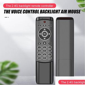 PC Remote Contrôles MT1 Contrôle vocal rétro-éclairé Gyro Wireless Fly Air Mouse 2.4g Smart pour Android TV Box Linux Drop Livroard Ordinateurs N OTE8K