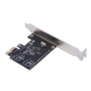 Freeshipping PCI-E PCI Express a SATA 3.0 Tarjeta de extensión con soporte Placas adaptadoras de expansión SATA III 6Gbps de 2 puertos para chasis de computadora