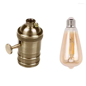 Pcs E26/E27 laiton cuivre lampe porte-ampoule douille 1 Dimmable E27 4W Filament ST64 COB LED