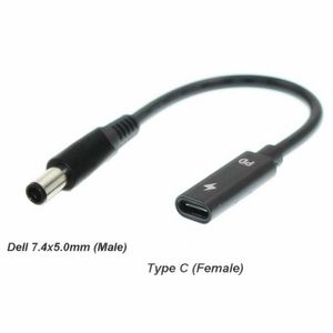 10 unids/lote consume cable electrónico PD carga rápida USB-C/Tipo-C hembra a DC 7,4x5,0x0,6mm Cable de carga de alimentación para Dell Alienware M11x, M11x R2, M11x R3 portátil Nota