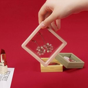 PE Film Boîte à Bijoux Transparent 3D Cadre Flottant Vitrine Anneau Boucles D'oreilles Collier Boîtes D'emballage