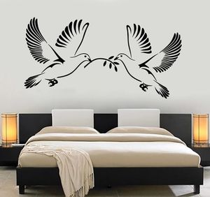 Piche de décalage mural pour colombe Pigeons Birds Vinyl Porte de fenêtre Stickers Roantic Baby Room Nursery Decor Interior Decter Wallpaper7289916