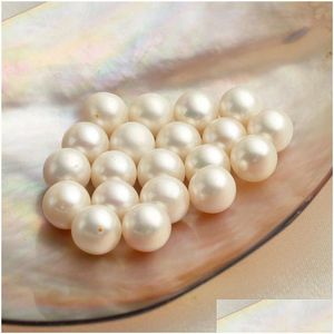 Perle 50 Pièces En Gros 9-9.5Mm Perles D'eau Douce Blanches Rondes Perles En Vrac Cturées Demi-Percées Ou Non Percées Drop Delivery Jewelry Dhh1B