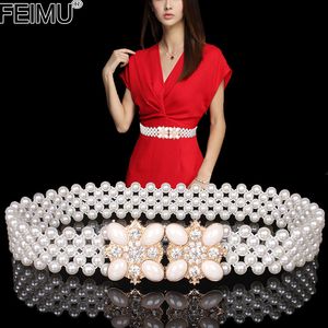 Ceinture de perles pour femmes, large jupe incrustée de diamants, chemise, ceintures décoratives, mode coréenne, polyvalente, joint de taille élastique