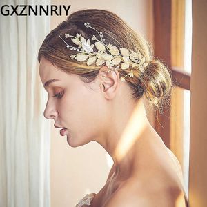 Clips de pelo de la flor de la hoja de la perla para las mujeres Accesorios nupciales de la boda joyería del pelo color oro fiesta novia tocado regalo de dama de honor X0625