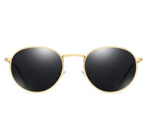 Peekaboo gafas de sol redondas retro para hombre uv400 2019 gafas de sol polarizadas de verano para hombre con marco de metal dorado negro verde Y2006196398833