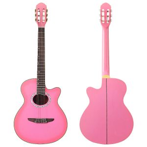 PEGS PINK COLOR 39 pouces Guitare classique 6 String Cutaway Design High Glossy Guitarra Musical Instrument