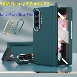 Fundas con bisagras para bandeja de bolígrafo para Samsung Galaxy Z Fold 4, funda protectora de lente con pantalla de película de vidrio