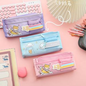 Pencil Bag Girl Primary School Student 2023 Mesh Ins Japanese Large Capacity Girls' Heart Briefpapier Box
