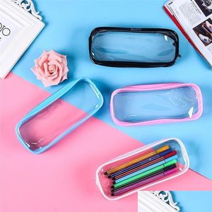 Pencil Bags Pvc Pen Bag Clear Pencil Case Cosmetic With Zipper Stationery Convenient Student Bags Drop Delivery Office School Busine Dhnkf