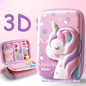 Pencil Cases 3D Cartoon EVA Pencil Case Unicorn 2 Layer Kawaii Waterproof Pen Box for Girls Colored School Supllies Cute Stationary Bag Gifts 230620