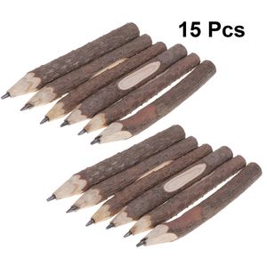 Crayons 15pcs 13cm En Bois Naturel Durable Rétro Écorce pour Enfants Enfants 230317