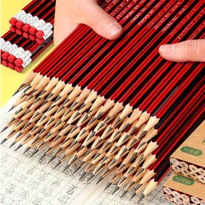 Lápices 20 10pcs / lot lápiz de madera HB con borrador para niños escuela de dibujo papelería de escritura 230523
