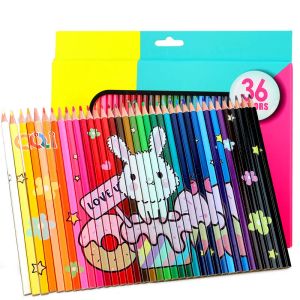 Crayons 36 couleurs puzzle dessin animé coloriage stylo crayon huileux brillant pour la bande dessinée à la main