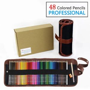 Crayons 48 couleur aquarelle ensemble de crayons artistes professionnels de qualité haute qualité avec porte-aile du porte-crayon pinceau