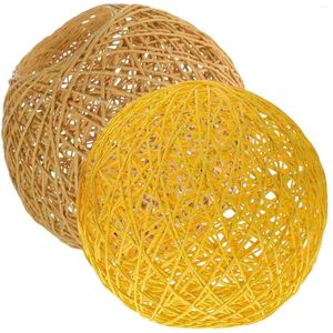 Lámparas colgantes 2 PCS Takraw Accesorio de pantalla Pantallas rústicas Reemplazo Decoración colorida Lámparas tejidas de techo Amarillo Decorativo para el hogar