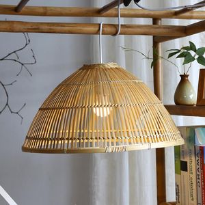 Lampes suspendues 2023 fait à la main en bambou librairie pays décoration lanterne coquille cuisine en bois asie Style lustre lampe