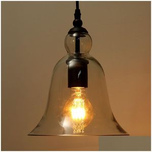 Lampes suspendues Antique Vintage Style Verre Shade Plafonnier Lampe Luminaire Américain Moderne Loft Cristal Cloche Rétro Lustre Lumières D Dhbni