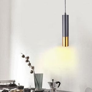 Lampes suspendues Tube d'or noir plafond lustre moderne cuisine salle à manger lampe suspendue salon loft décor luminaire