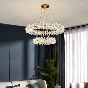 Lampes suspendues Plafonnier Led Art Lustre Pendat Lampe Moderne Guirlande Anneau Lustre Chambre Salon Salle À Manger Intérieur Décor Suspendu