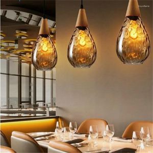 Lampes suspendues lustre pour le salon en forme de larme en verre E27 ampoule LED salle à manger chambre balcon lampe