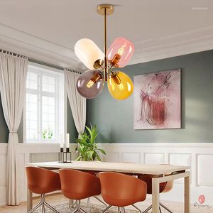 Pendants lampes en verre coloré lumières suspendues de luxe ballon de ballon de mode lampe de salle à manger de style Europe