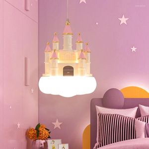 Lampes suspendues Creative Château Lampe Lustre Pour Enfants Chambre Chambre Lumière Fille Chevet Plafond Luminaires LED Éclairage Décor