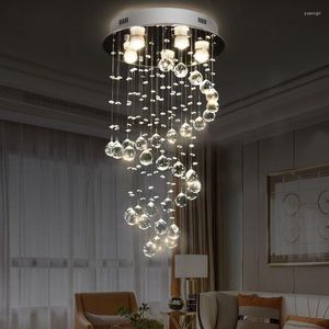 Lampes suspendues Cristal Lumière Pivotant Escalier Villa LED Éclairage De Luxe Gouttes De Forme D'eau Long Lustre