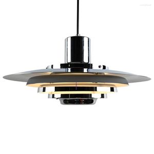 Lampes suspendues E27 support de lampe intérieur cuisine bar comptoir chambre fil d'aluminium argent plaqué soucoupe volante en forme de lustre