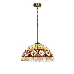 Lampes suspendues Style méditerranéen européen motif de fleur jaune lustre Tiffany salle à manger chambre lustre en vitrail chaudPendentif