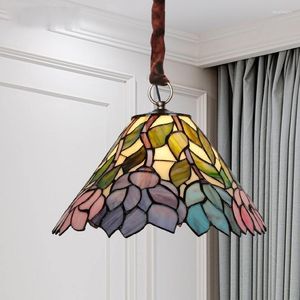 Lampes suspendues de style européen rétro, luminaires de couloir de maison, restaurant pastoral américain créatif en verre Tiffany décoratif