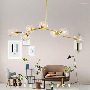 Lámparas colgantes Fonkin Modern Sputnik Chandelier Lighting Society Clear Smoke Glass Lamp Shade Black Gloden Pintado Accesorios Suspensión