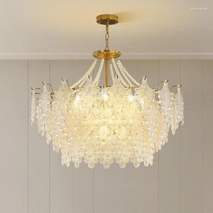 Lampes suspendues Français Luxe Cristal Verre LED Lumières Villa Salon Salle à manger Éclairage Lustre Décor Lustre Luminaire Intérieur