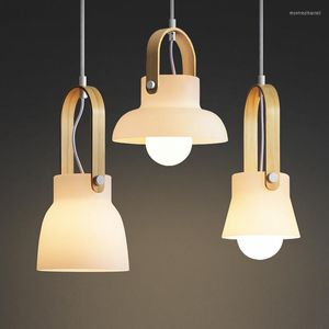 Lampes suspendues en verre dépoli salle à manger lampe cuisine lampes suspendues plafond lustre maison Loft décor moderne bois luminaires
