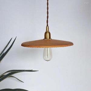 Lampes suspendues faites à la main lumières en bois Edison ampoule luminaires cuivre LED suspension Loft décor Vintage industriel lampe à main