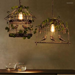 Lampes suspendues industrielles vent restaurants lampe magasins de vêtements bar scène cage à oiseaux éclairage plantes rétro américaines suspendues