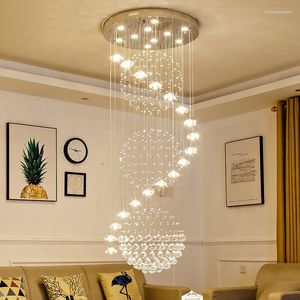 Lampes suspendues Grands Lustres En Cristal Décor De Luxe Pour Haut Plafond Salon Loft Escalier Foyer Décoration Lampe D'éclairage Intérieur