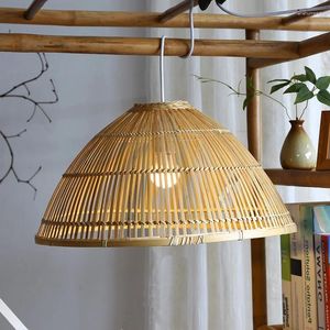 Lampes suspendues LED Art Lustre Lampe Lumière Chambre Décor À La Main Bambou Librairie Pays Lanterne Coquille Cuisine En Bois Style Asie