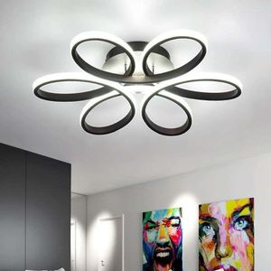 Lámparas colgantes Araña LED Luces de techo Control remoto para sala de estar Dormitorio 56W 76W 92W Aluminio Boby Interior Plafond Lamp Flush