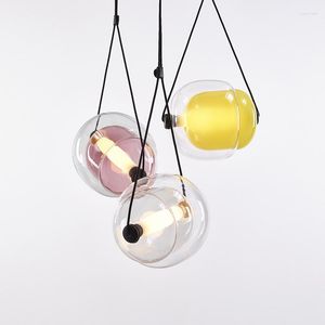 Pendants lampes éclairage en laiton géométrique léger moderne mini bar rond du lustre de fer luminaria de mésa suspension