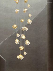 Lampes suspendues éclairage escalier pour salon lustre en cristal moderne suspendu plafonnier verre suspendu