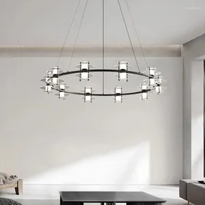 Lampes suspendues Lustre de salon tout en cuivre moderne minimaliste haut de gamme acrylique design créatif haut et bas lumière lumineuse dans le