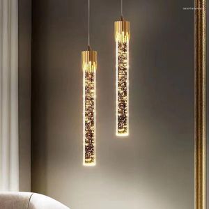 Pendants lampes de luxe LED Crystal Bubble Nordic Coffee Shop Bar Plafait Loulanges Modern Simple Restaurant Golden Luster