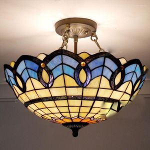 Lámparas colgantes Mediterráneo Tiffany Lámpara de techo Vidrieras Cocina Salón Dormitorio Luces