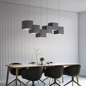 Lámparas colgantes, candelabro de cubo mágico minimalista, lámpara de hierro para sala de estar, 65/72/90cm, dormitorio moderno, barra de estudio, lámparas colgantes de iluminación