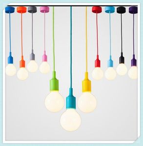 Lámparas colgantes Arte moderno Luces de un solo color Material de gel de sílice Restaurante Dormitorios Tienda Tienda Luz AC110-240V E27